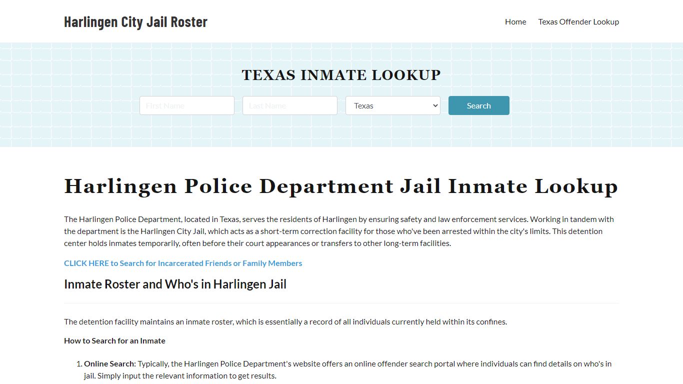 Harlingen Police Department & City Jail, TX Inmate Roster, Arrests ...